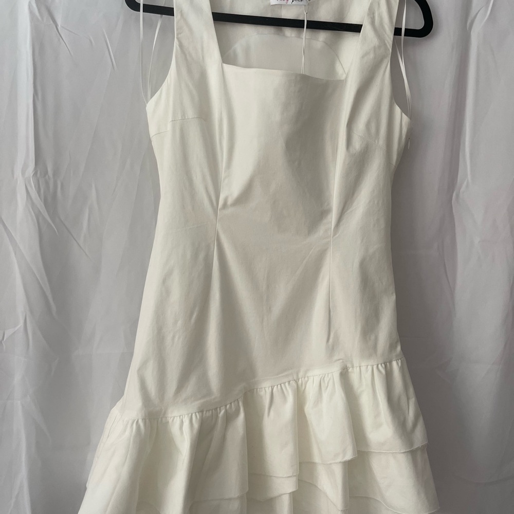 Elegant White Ruffle Mini Dress